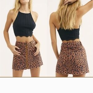 We The Free Brown Leopard Mini Skirt